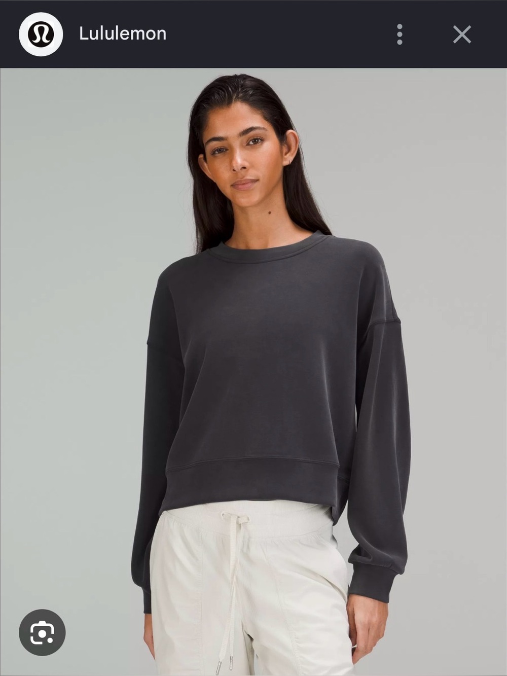 lululemon athletica Soft Stream Oversized Washed Black Crew Sweatshirt cropped